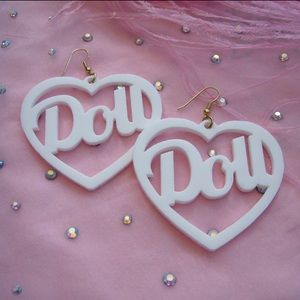 White DOLL Earrings